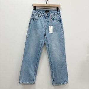 NWT Quince Comfort Stretch High Rise Cropped Wide Leg Jeans in Light Wash - 27